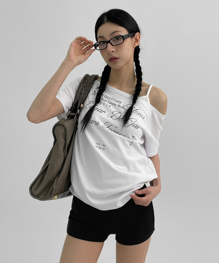 半袖Tシャツ オフショルダー半袖Tシャツ WHITE