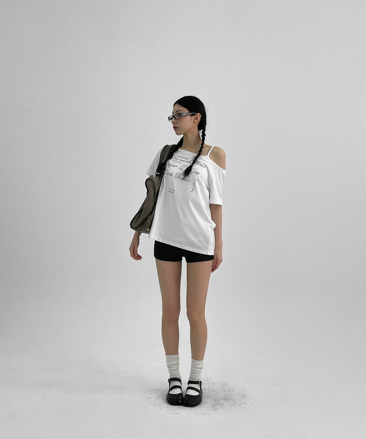半袖Tシャツ オフショルダー半袖Tシャツ WHITE