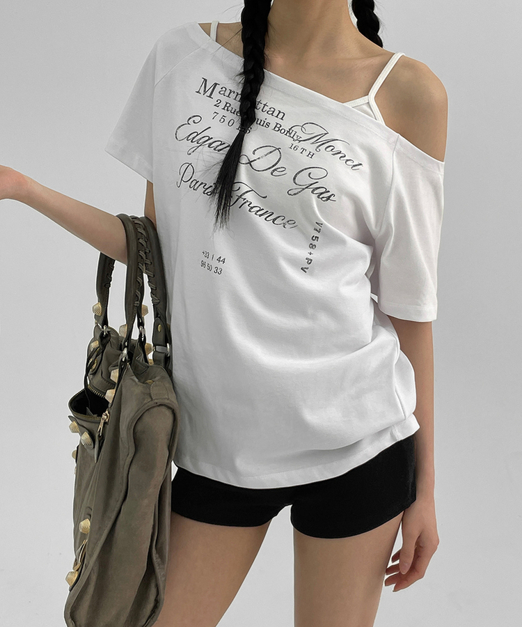 半袖Tシャツ オフショルダー半袖Tシャツ WHITE
