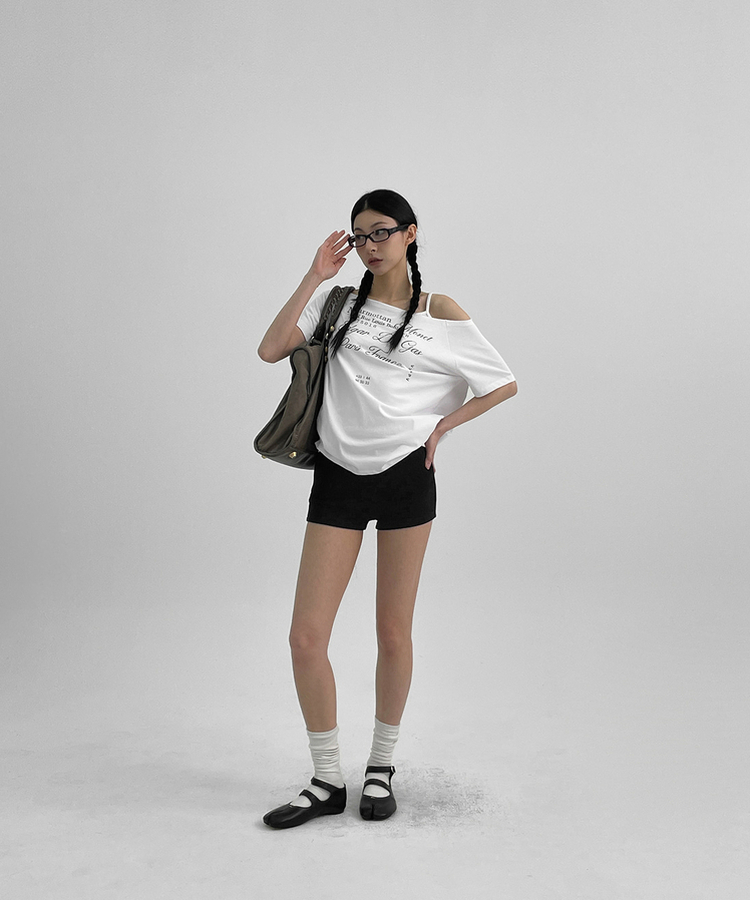 半袖Tシャツ オフショルダー半袖Tシャツ WHITE
