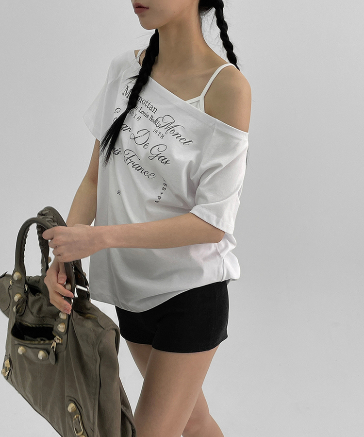 半袖Tシャツ オフショルダー半袖Tシャツ WHITE