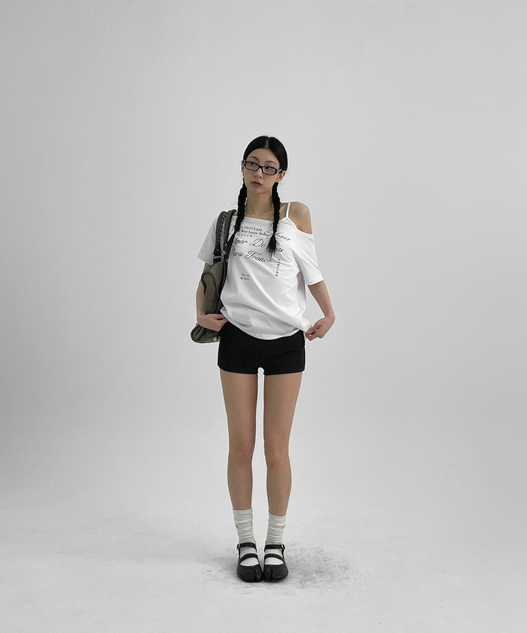 半袖Tシャツ オフショルダー半袖Tシャツ WHITE