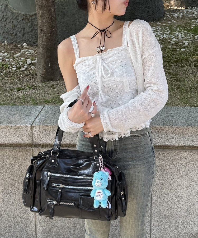 スリージップポケットショルダーバッグ  BLACK