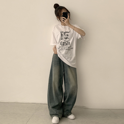 半袖Tシャツ ラウンドビッグサイズ半袖Tシャツ WHITE