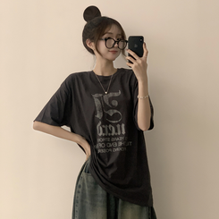 半袖Tシャツ ラウンドビッグサイズ半袖Tシャツ CHARCOAL