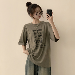 半袖Tシャツ ラウンドビッグサイズ半袖Tシャツ KHAKI