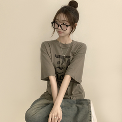半袖Tシャツ ラウンドビッグサイズ半袖Tシャツ KHAKI