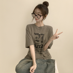 半袖Tシャツ ラウンドビッグサイズ半袖Tシャツ KHAKI