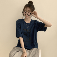 半袖Tシャツ ラウンドビッグサイズ半袖Tシャツ DARK BLUE