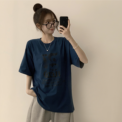 半袖Tシャツ ラウンドビッグサイズ半袖Tシャツ DARK BLUE