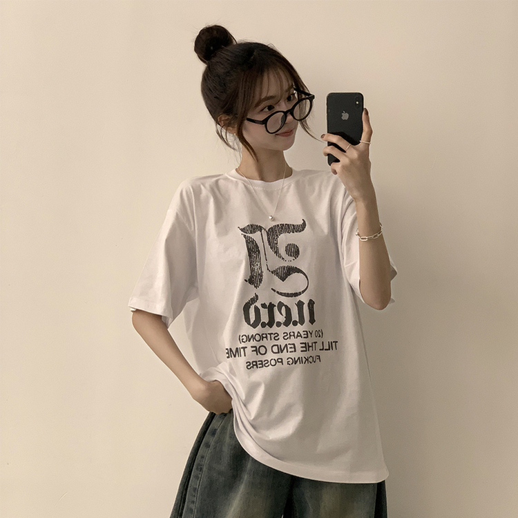 ラウンドビッグサイズ半袖Tシャツ WHITE