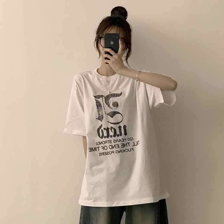 ラウンドビッグサイズ半袖Tシャツ WHITE