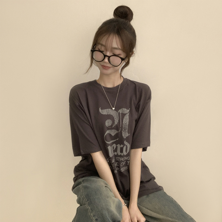 ラウンドビッグサイズ半袖Tシャツ CHARCOAL