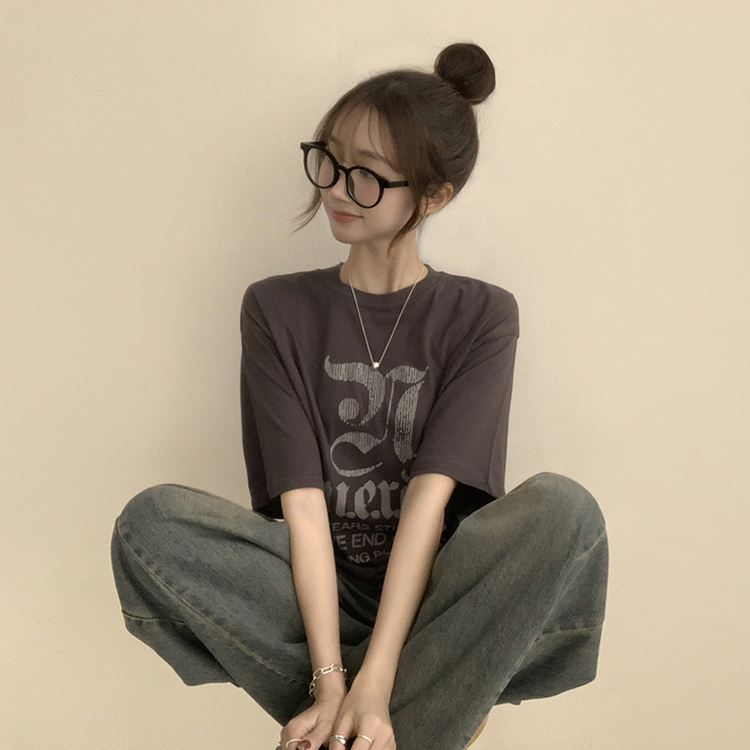 ラウンドビッグサイズ半袖Tシャツ CHARCOAL