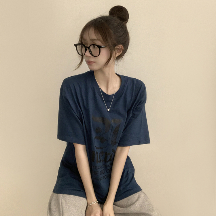 半袖Tシャツ ラウンドビッグサイズ半袖Tシャツ DARK BLUE