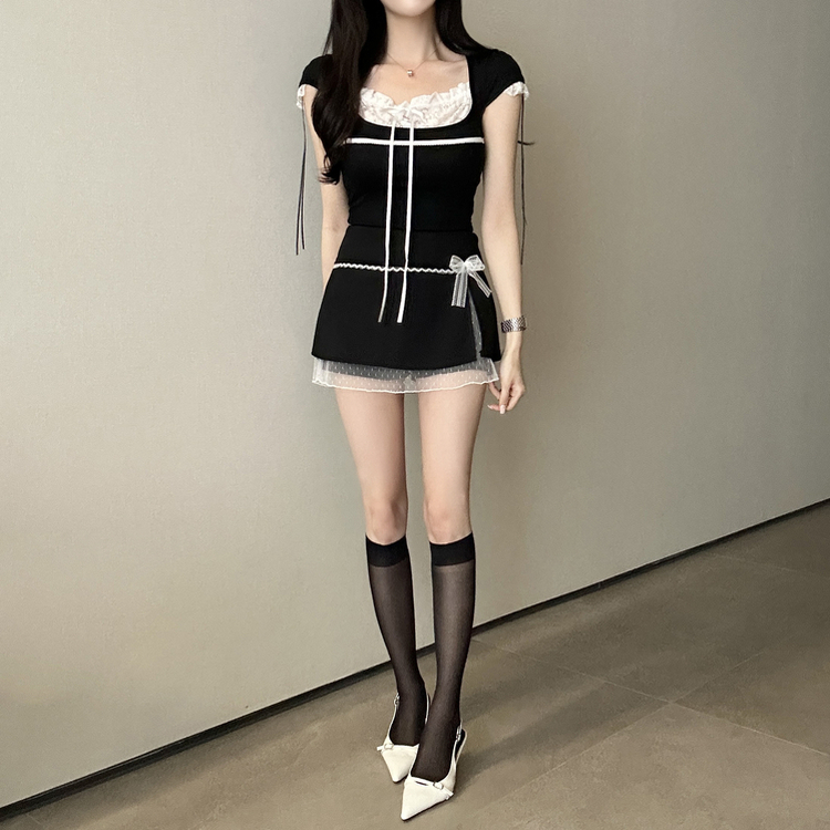 レーススリットリボンミニスカート｜ミニスカート｜韓国