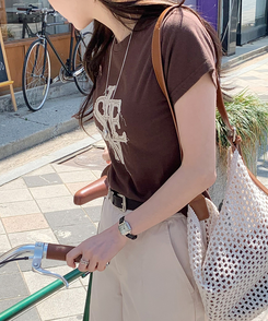 半袖Tシャツ シエンスリム半袖Tシャツ BROWN
