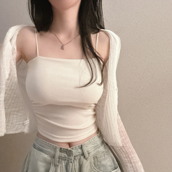 シースルーワンボタンスリムカーディガン IVORY