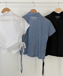 ブラウス サイドシャーリングシャツブラウス