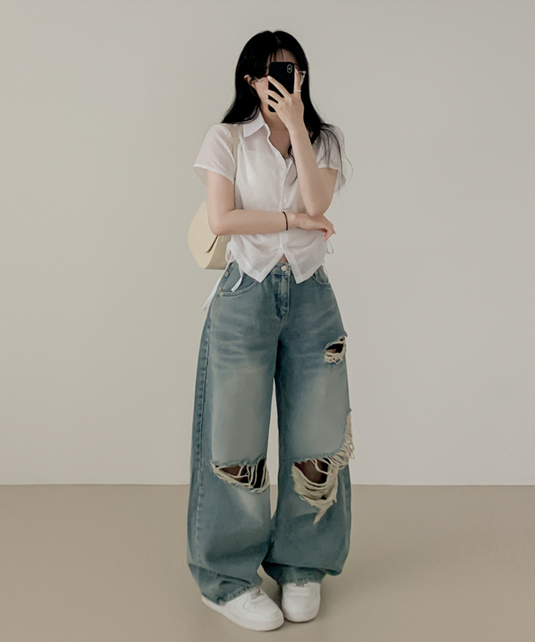 サイドシャーリングシャツブラウス WHITE