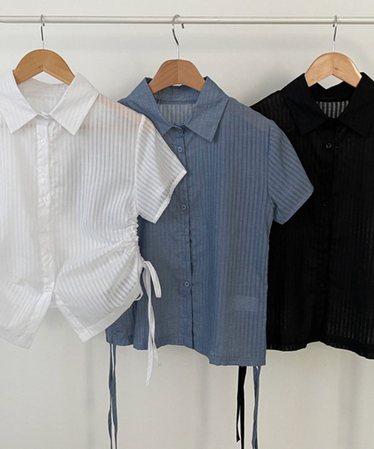 サイドシャーリングシャツブラウス