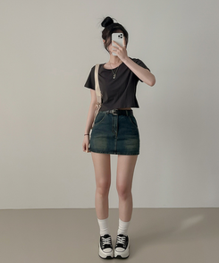 クロップ半袖Tシャツ(5color) CHARCOAL