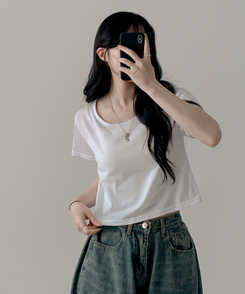 クロップ半袖Tシャツ(5color) WHITE