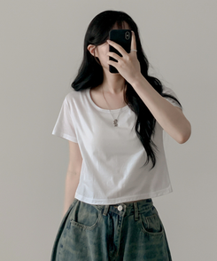 クロップ半袖Tシャツ(5color) WHITE