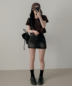 クロップ半袖Tシャツ(5color) CHESTNUT BROWN