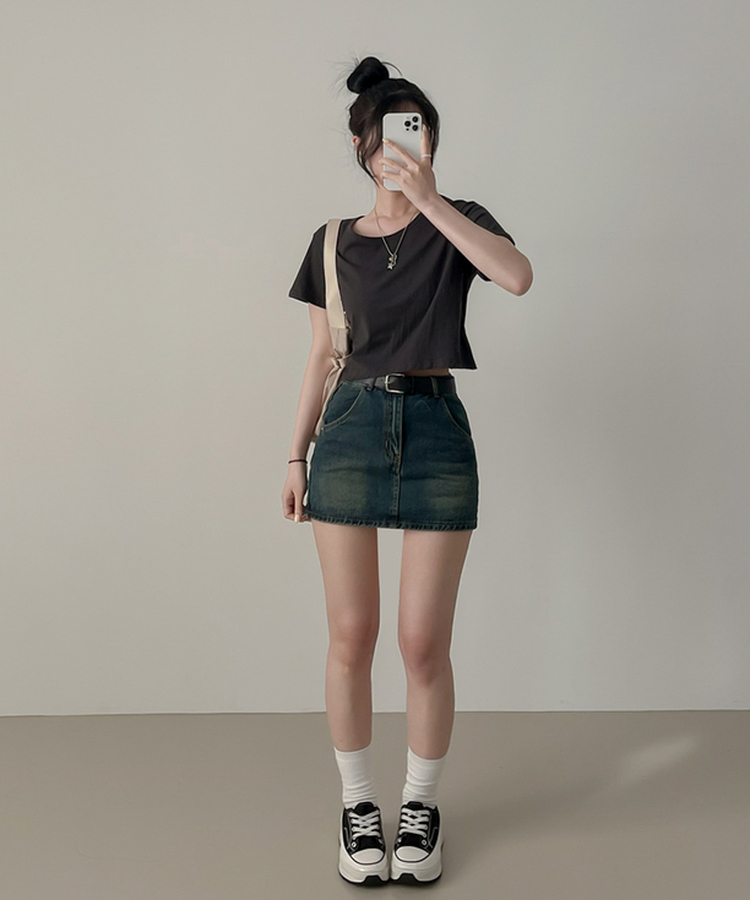 クロップ半袖Tシャツ(5color) CHARCOAL