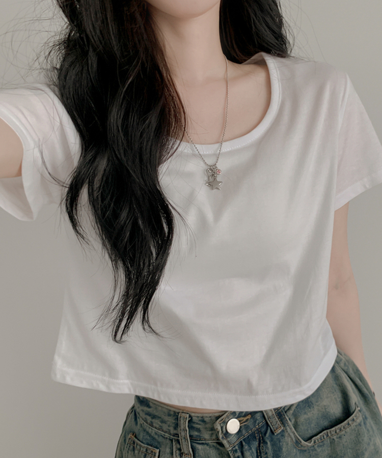 クロップ半袖Tシャツ(5color) WHITE