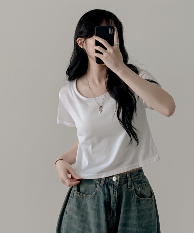 クロップ半袖Tシャツ(5color) WHITE
