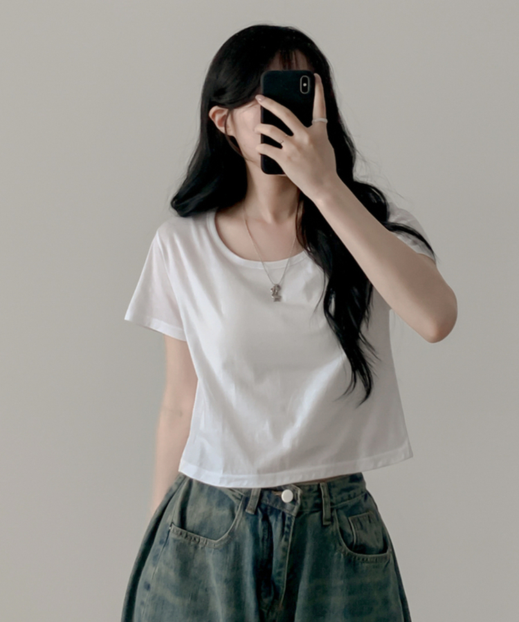 クロップ半袖Tシャツ(5color) WHITE