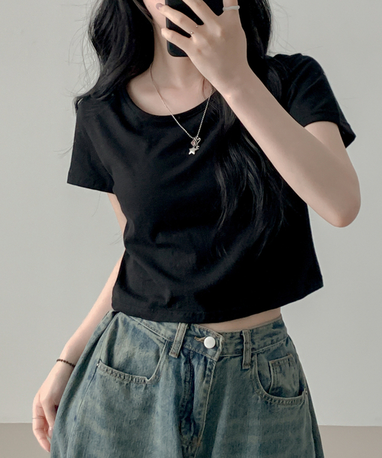 クロップ半袖Tシャツ(5color) BLACK