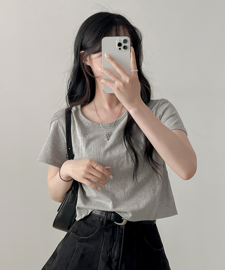 クロップ半袖Tシャツ(5color) GRAY