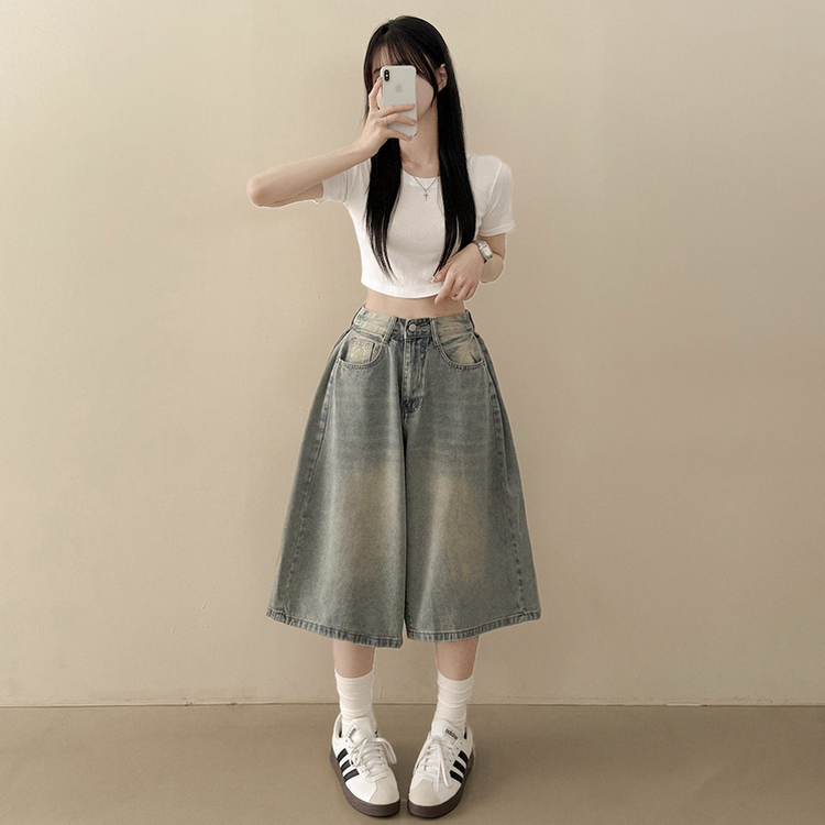 여름필수 사이드핀턱 빈티지워싱 데님 버뮤다팬츠 5부 6부 7부 여름 청반바지 숏팬츠 연청