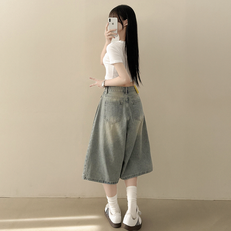 여름필수 사이드핀턱 빈티지워싱 데님 버뮤다팬츠 5부 6부 7부 여름 청반바지 숏팬츠 연청