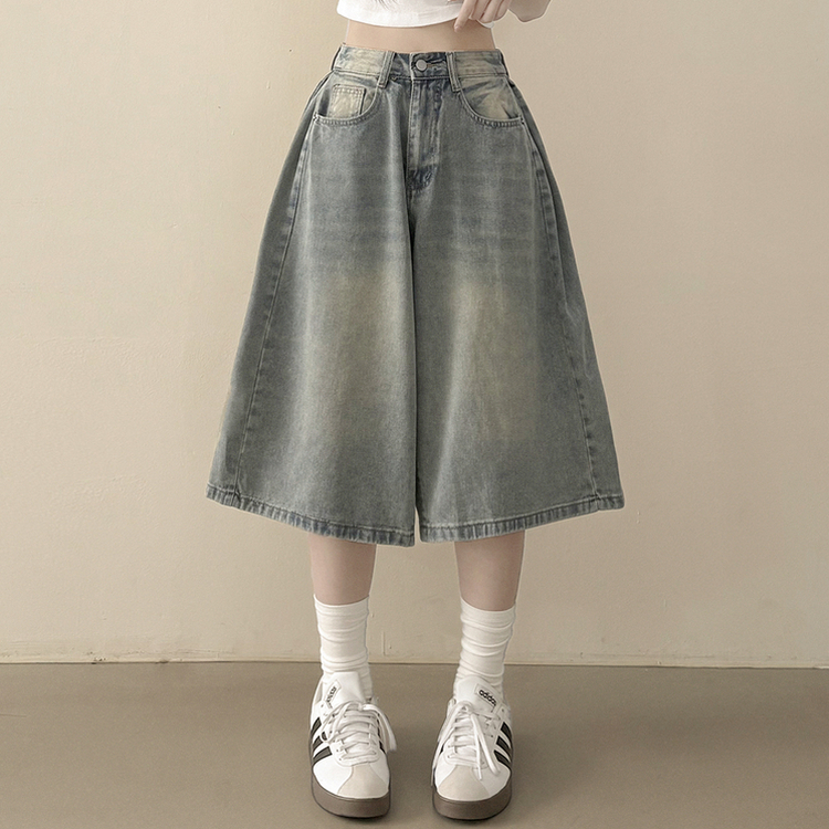 여름필수 사이드핀턱 빈티지워싱 데님 버뮤다팬츠 5부 6부 7부 여름 청반바지 숏팬츠 연청