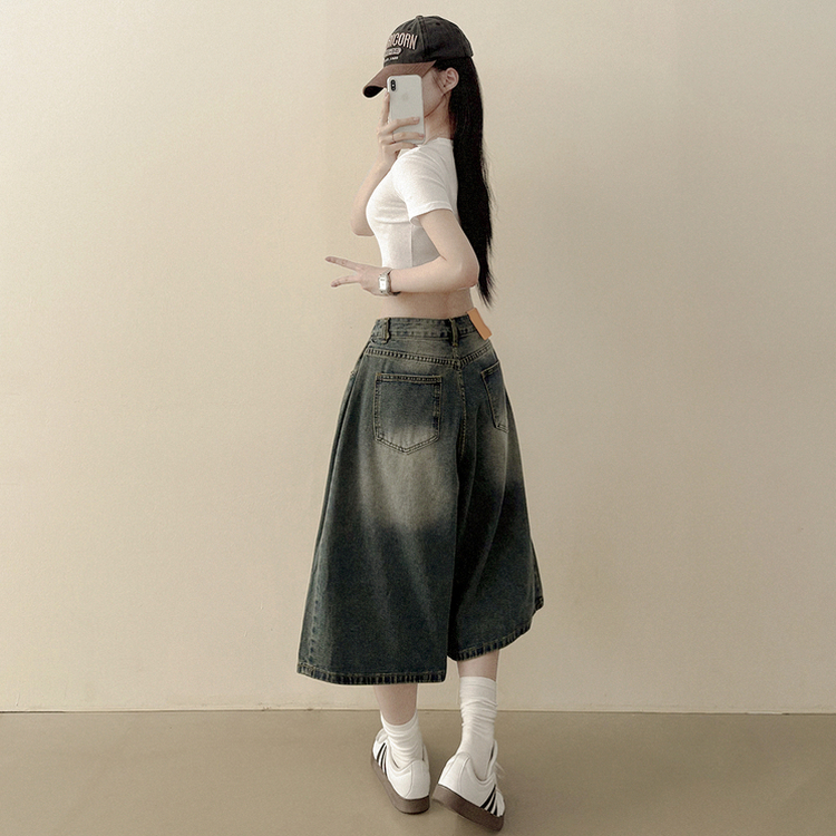 여름필수 사이드핀턱 빈티지워싱 데님 버뮤다팬츠 5부 6부 7부 여름 청반바지 숏팬츠 중청