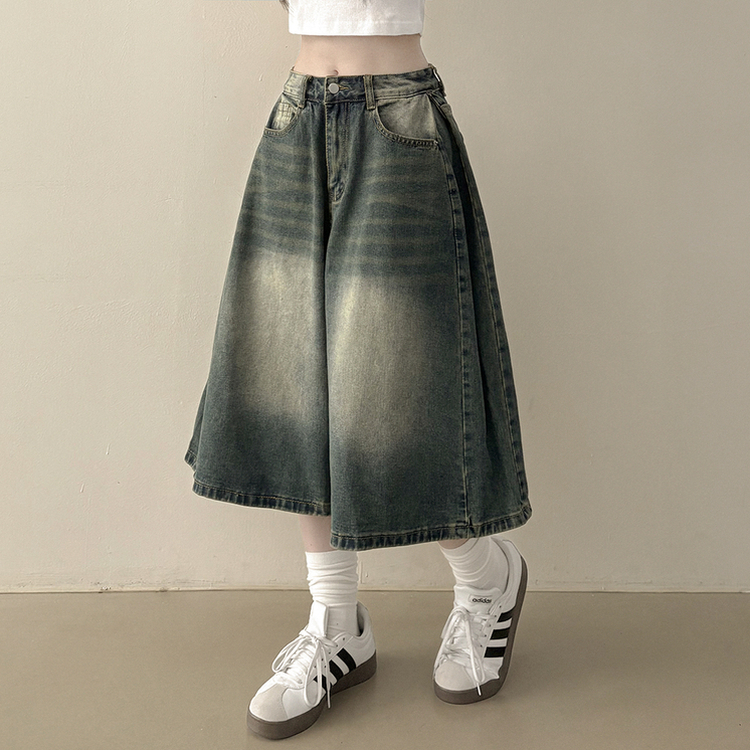 여름필수 사이드핀턱 빈티지워싱 데님 버뮤다팬츠 5부 6부 7부 여름 청반바지 숏팬츠 중청