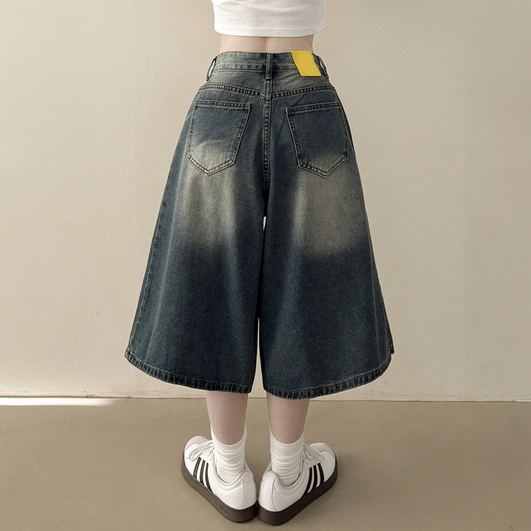 여름필수 사이드핀턱 빈티지워싱 데님 버뮤다팬츠 5부 6부 7부 여름 청반바지 숏팬츠 진청