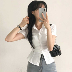 スリムクロップラインシャツ WHITE