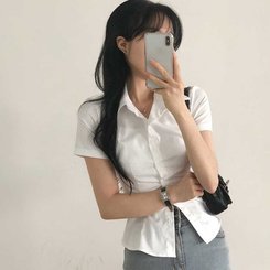 スリムクロップラインシャツ WHITE