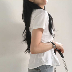 スリムクロップラインシャツ WHITE