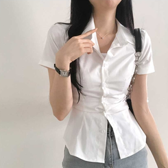 スリムクロップラインシャツ WHITE