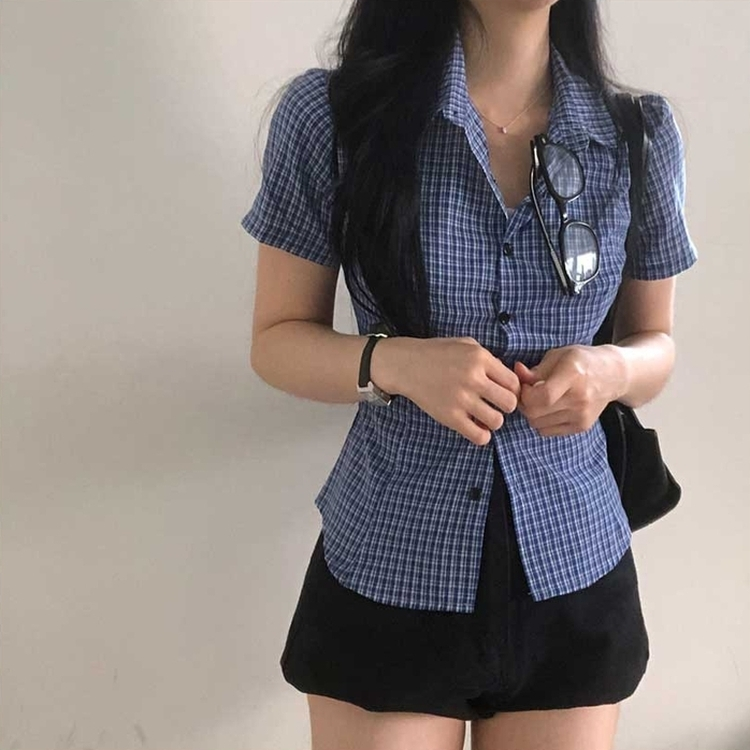 スリムクロップラインシャツ NAVY