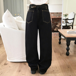 ノンフェイドワイドデニムパンツ BLACK DENIM
