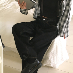 ノンフェイドワイドデニムパンツ BLACK DENIM