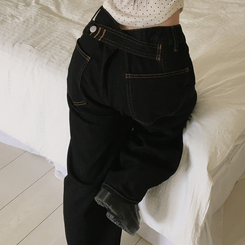 ノンフェイドワイドデニムパンツ BLACK DENIM