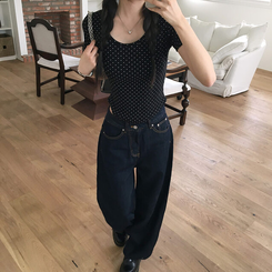 ノンフェイドワイドデニムパンツ DARK DENIM